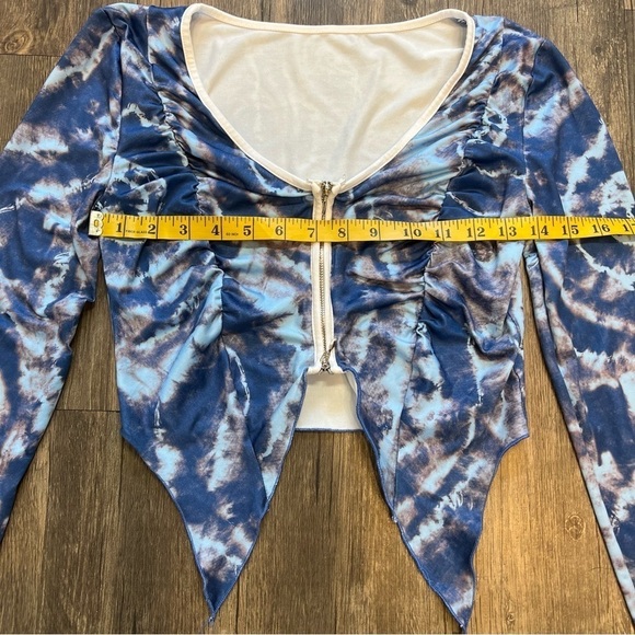 Women's Navy Blue Crop-top Front Zipper Size S - Picture 9 of 10